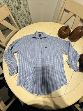 Faconnable Light Blue Gingham Dress Shirt